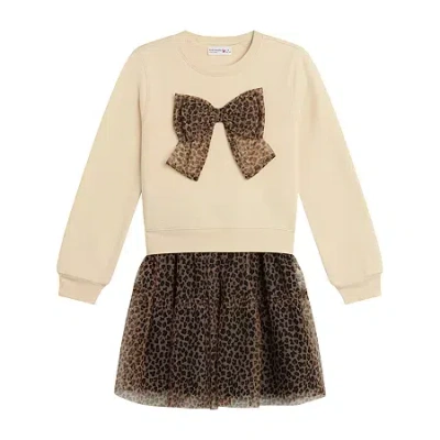 Knit Works Little & Big Kid Girls Drop Shoulder Leopard 2-pc. Dress Set In Multi