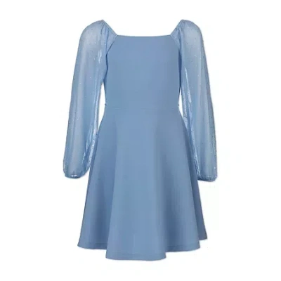 Speechless Big Kid Girls Long Sleeve Skater Dress In Blue