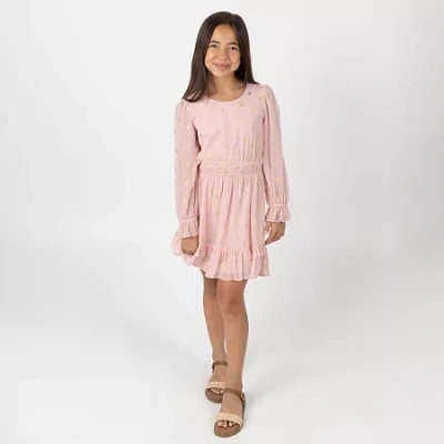 Rare Editions Big Kid Girls Long Sleeve A-line Dress In Pink