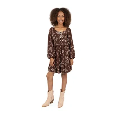 Speechless Big Kid Girls Long Sleeve A-line Dress In Multi