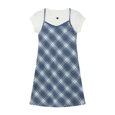 Knit Works Big Kid Girls Plaid 2-pc. Dress Set In Blue
