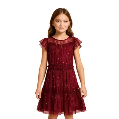 Lilt Big Kid Girls Embellished Short Sleeve Ruffled A-line Dress In Red