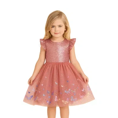 Lilt Little Girls Short Sleeve Flutter Tutu Dress In Pink