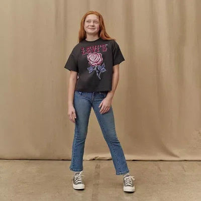 Levi 's Big Kid Girls Round Neck Short Sleeve Oversized Graphic T-shirt In Black