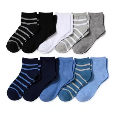 Thereabouts Little & Big Kid Boys 10 Pair Quarter Ankle Socks In Blue