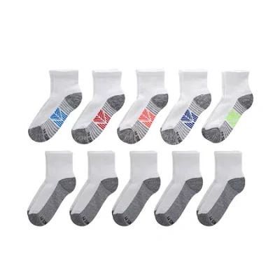 Hanes Little & Big Kid Boys Multi-pack 10 Pair Quarter Ankle Socks In Silver