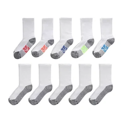 Hanes Little & Big Kid Boys 10 Pair Crew Socks In White