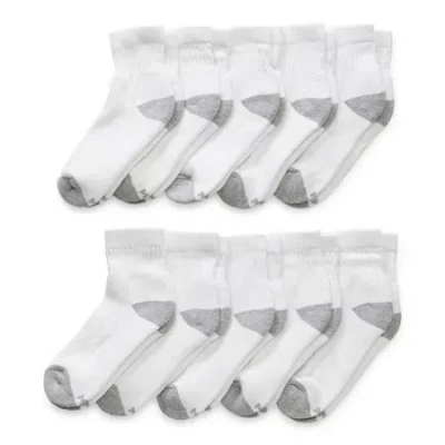 Xersion Little & Big Kid Boys Multi-pack 10 Pair Quarter Ankle Socks In White
