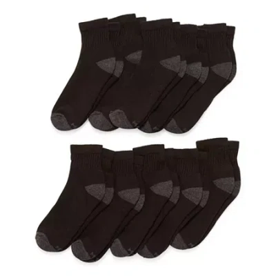 Xersion Little & Big Kid Boys Multi-pack 10 Pair Quarter Ankle Socks In Black