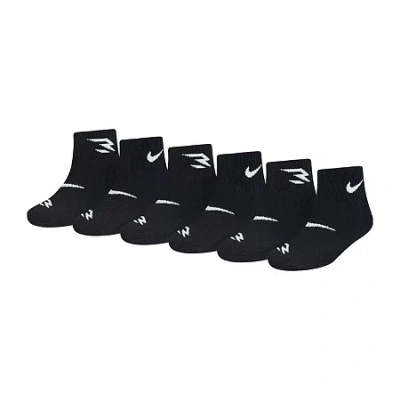 Nike 3brand By Russell Wilson Big Kid Boys Multi-pack 6 Pair Quarter Ankle Socks In Black