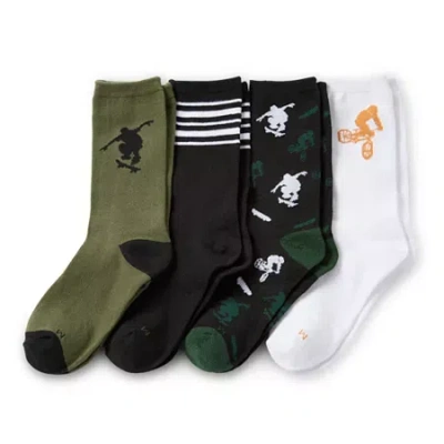 Thereabouts Boys 4 Pair Crew Socks In Green