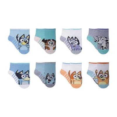 Bluey Little & Big Kid Boys 8 Pair  Quarter Ankle Socks In Multi