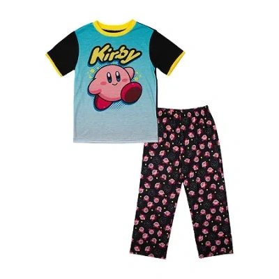 Bioworld Little & Big Kid Boys Kirby Crew Neck Short Sleeve 2-pc. Pajama Pants In Black