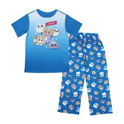 Bioworld Little & Big Kid Boys Lankybox Crew Neck Short Sleeve 2-pc. Pajama Pants In Blue