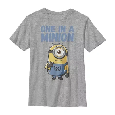 Fifth Sun Little & Big Kid Boys Crew Neck Short Sleeve Regular Fit Minions Graphic T-shirt In Gray