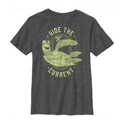 Fifth Sun Disney Little & Big Kid Boys Crew Neck Short Sleeve Slim Fit Finding Nemo Graphic T-shirt In Gray