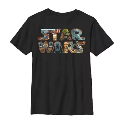 Fifth Sun Little & Big Kid Boys Crew Neck Short Sleeve Slim Fit Star Wars Graphic T-shirt In Black