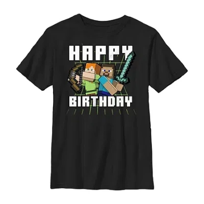 Fifth Sun Little & Big Kid Boys Crew Neck Short Sleeve Slim Fit Minecraft Graphic T-shirt In Black