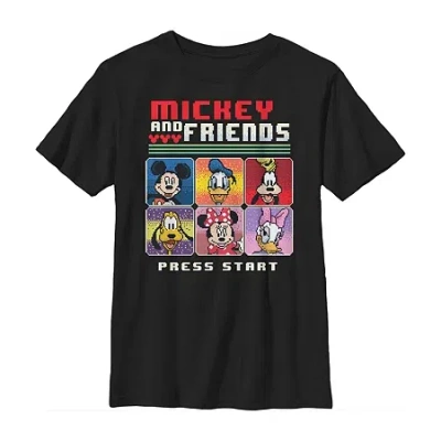 Fifth Sun Disney Little & Big Kid Boys Crew Neck Short Sleeve Slim Fit Mickey And Friends Graphic T-shirt In Black