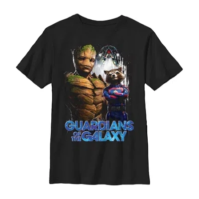 Fifth Sun Little & Big Kid Boys Crew Neck Short Sleeve Regular Fit Guardians Of The Galaxy Marvel Graphic T-sh In Black