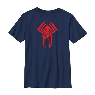 Fifth Sun Spider-man: Across The Spider-verse Little & Big Kid Boys Crew Neck Short Sleeve Regular Fit Spiderm In Blue