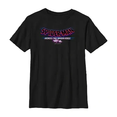 Fifth Sun Spider-man: Across The Spider-verse Little & Big Kid Boys Crew Neck Short Sleeve Regular Fit Spiderm In Black