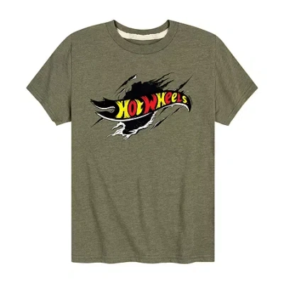 Air Waves Little & Big Kid Boys Crew Neck Short Sleeve Regular Fit Hot Wheels Graphic T-shirt In Green