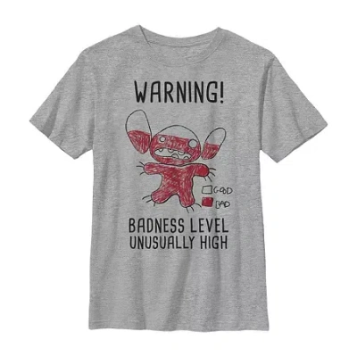 Fifth Sun Little & Big Kid Boys Crew Neck Short Sleeve Slim Fit Lilo & Stitch Graphic T-shirt In Gray