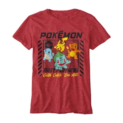 Hybrid Tees Little & Big Kid Boys Crew Neck Short Sleeve Regular Fit Pokeman Graphic T-shirt In Red