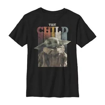 Fifth Sun Mandalorian Little & Big Kid Boys Crew Neck Short Sleeve Slim Fit Star Wars Graphic T-shirt In Black