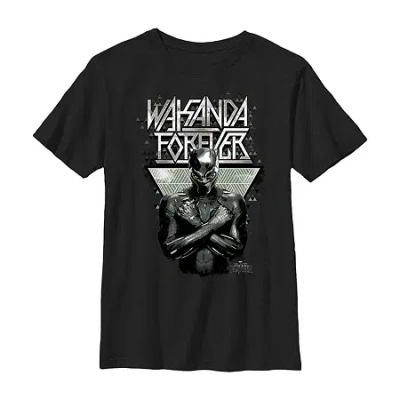Fifth Sun Little & Big Kid Boys Crew Neck Short Sleeve Slim Fit Black Panther Marvel Graphic T-shirt In Black