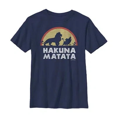 Fifth Sun Little & Big Kid Boys Crew Neck Short Sleeve Slim Fit The Lion King Graphic T-shirt In Blue