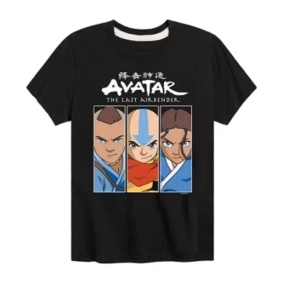 Air Waves Little & Big Kid Boys Crew Neck Short Sleeve Regular Fit Avatar-the Last Airbender Graphic T-shirt In Black