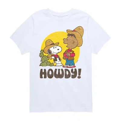 Air Waves Little & Big Kid Boys Crew Neck Short Sleeve Regular Fit Peanuts Graphic T-shirt In White