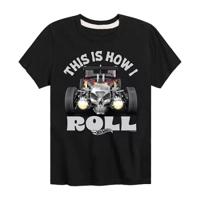 Air Waves Little & Big Kid Boys Crew Neck Short Sleeve Regular Fit Hot Wheels Graphic T-shirt In Black