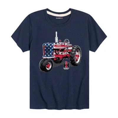 Air Waves Americana Tractor Little & Big Kid Boys Crew Neck Short Sleeve Flag Regular Fit Graphic T-shirt In Black