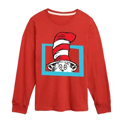 Air Waves Little & Big Kid Boys Crew Neck Long Sleeve Regular Fit Dr. Seuss Graphic T-shirt In Red