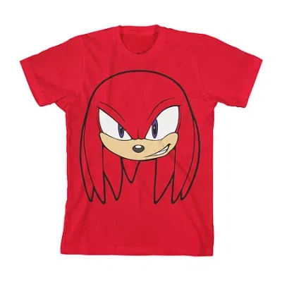 Bioworld Knuckles Little & Big Kid Boys Crew Neck Short Sleeve Regular Fit Sonic The Hedgehog Graphic T-shirt In Red