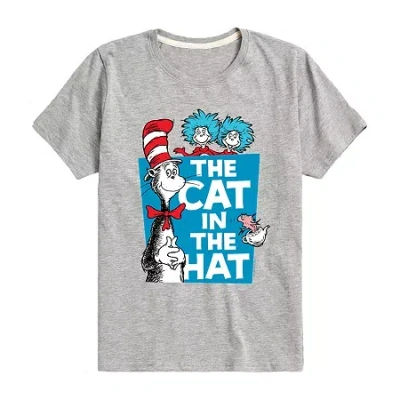 Air Waves Little & Big Kid Boys Crew Neck Short Sleeve Regular Fit Dr. Seuss Graphic T-shirt In Gray