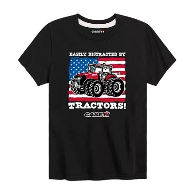 Air Waves Americana Tractor Little & Big Kid Boys Crew Neck Short Sleeve Flag Regular Fit Graphic T-shirt In Black