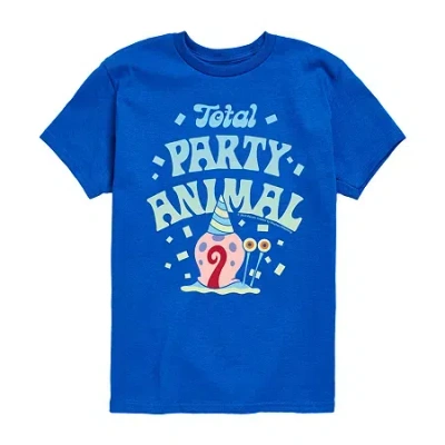 Air Waves Little & Big Kid Boys Crew Neck Short Sleeve Regular Fit Spongebob Graphic T-shirt In Blue