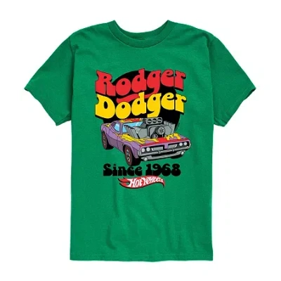 Air Waves Little & Big Kid Boys Crew Neck Short Sleeve Regular Fit Hot Wheels Graphic T-shirt In Green