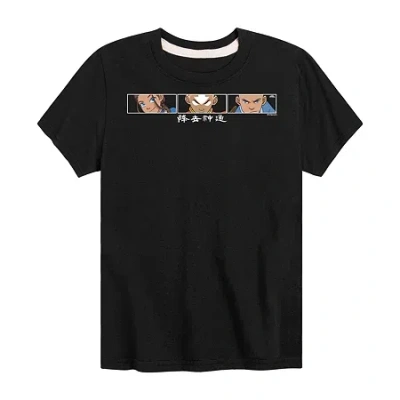 Air Waves Little & Big Kid Boys Crew Neck Short Sleeve Regular Fit Avatar-the Last Airbender Graphic T-shirt In Black