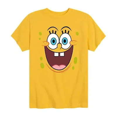 Air Waves Little & Big Kid Boys Crew Neck Short Sleeve Regular Fit Spongebob Graphic T-shirt In Yellow