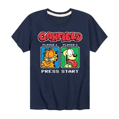 Air Waves Little & Big Kid Boys Crew Neck Short Sleeve Regular Fit Garfield Graphic T-shirt In Blue