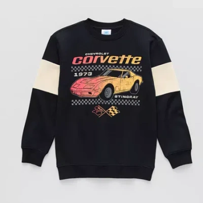 Mad Engine Corvette Little & Big Kid Boys Crew Neck Fleece Long Sleeve Sweatshirt In Black