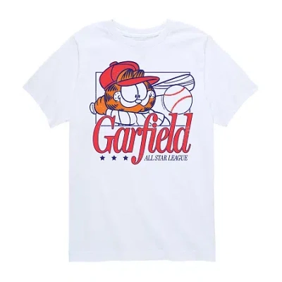 Air Waves Little & Big Kid Boys Crew Neck Short Sleeve Regular Fit Garfield Graphic T-shirt In White