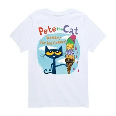 Air Waves Little & Big Kid Boys Crew Neck Short Sleeve Regular Fit Pete The Cat Graphic T-shirt In White
