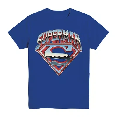 Mad Engine Little & Big Kid Boys Crew Neck Short Sleeve Regular Fit Superman Graphic T-shirt In Blue