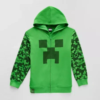 Mad Engine Little & Big Kid Boys Long Sleeve Minecraft Fleece Zipper Hoodie In Green
